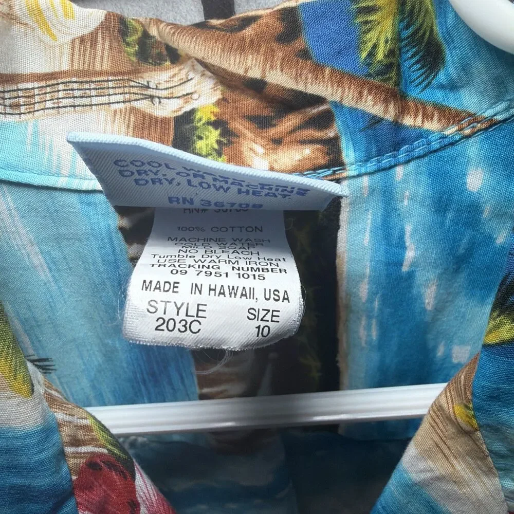 Vintage RJC‎ Boys Size 10 Floral Island Print Hawaiian Shirt Made In Hawaii
